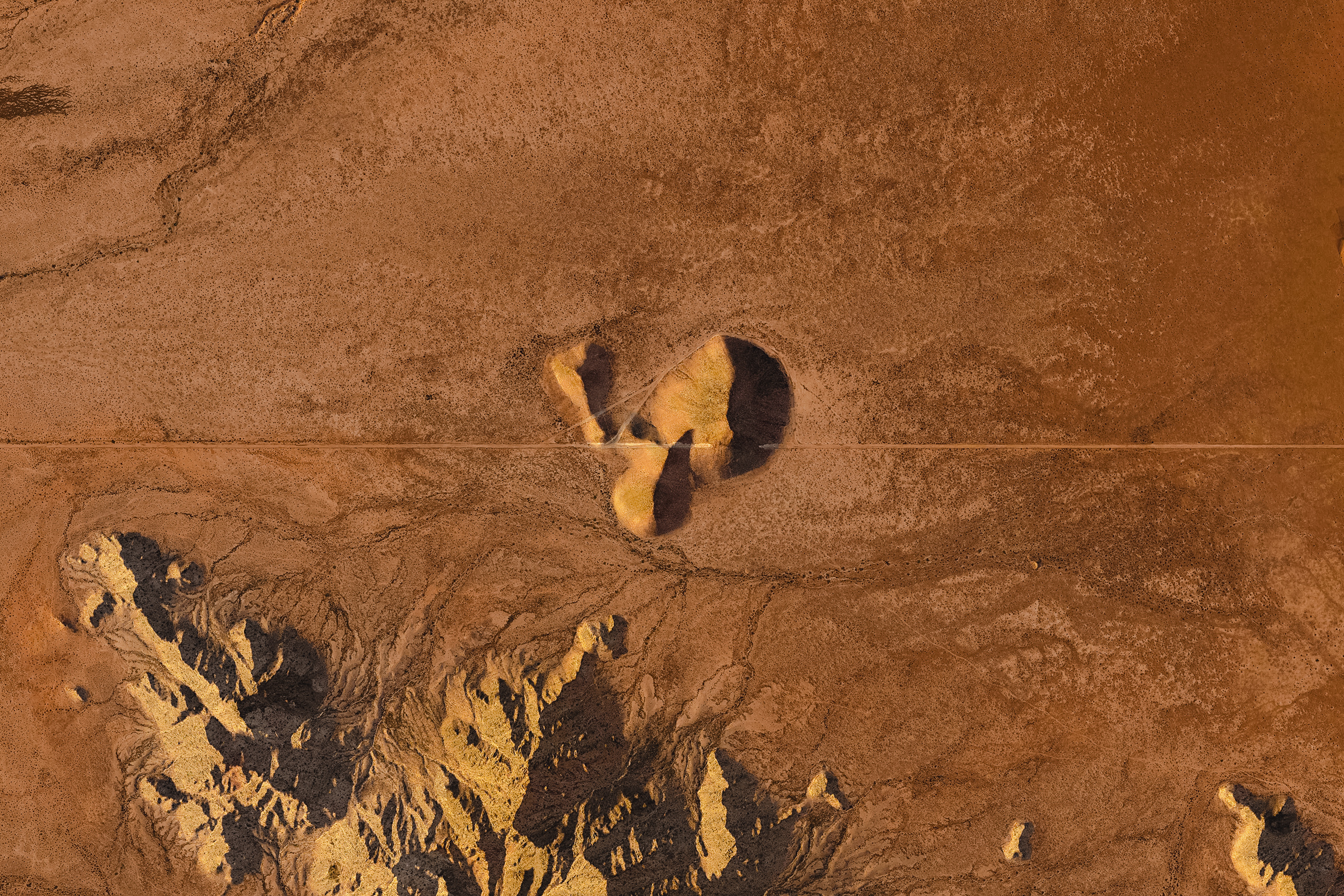 1 of 6, Aerial view of the US–Mexico border wall