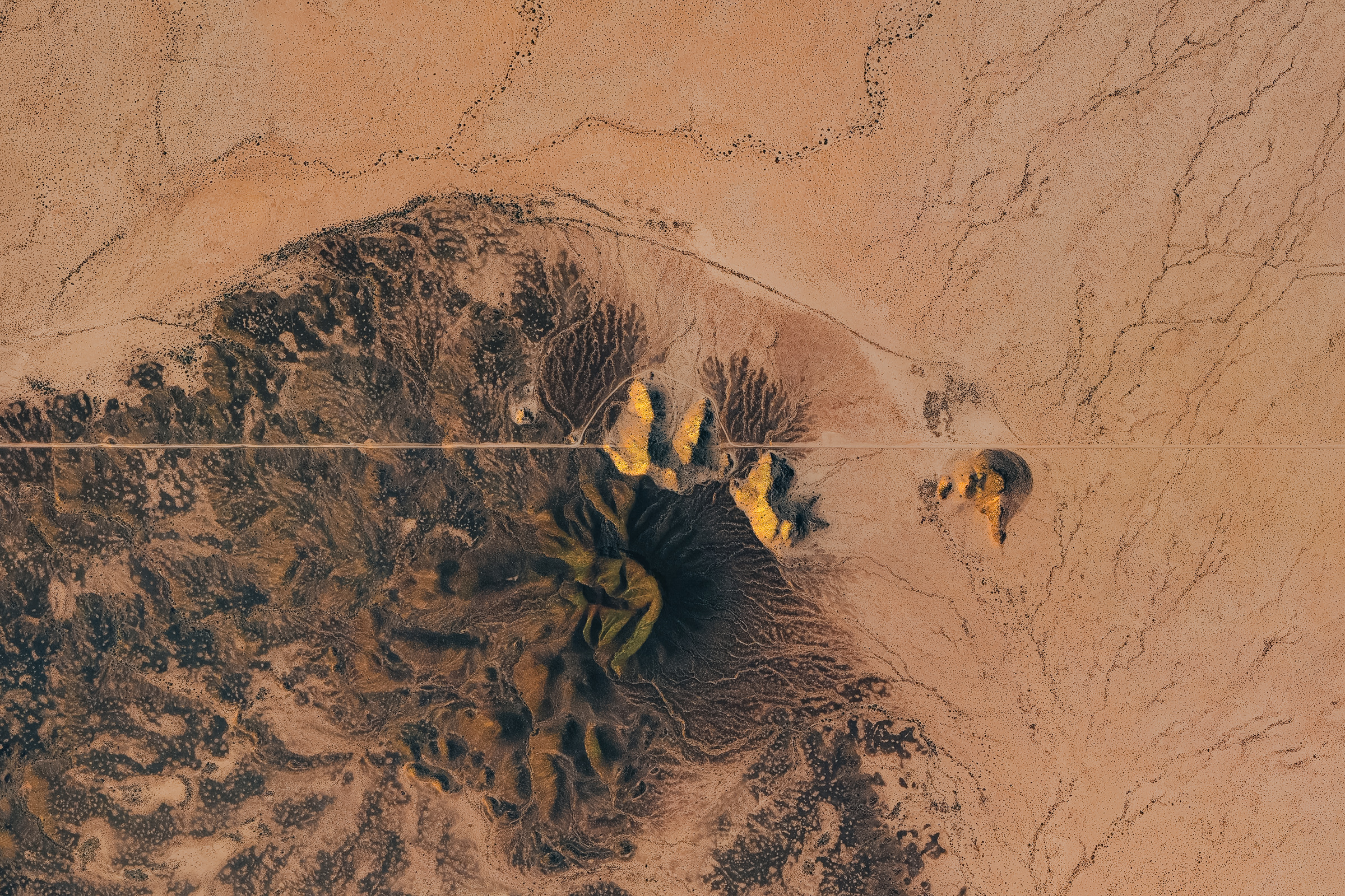 2 of 6, Satellite view of the US–Mexico border wall